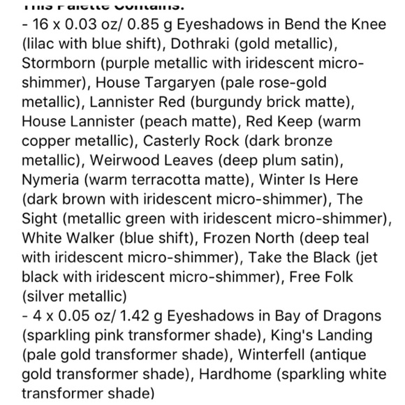 Urban Decay Game of Thrones Eyeshadow Pallet - Picture 5 of 6